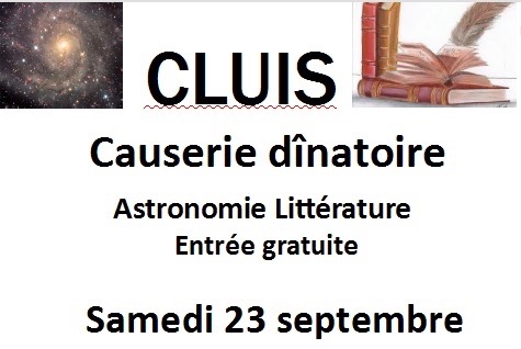 Causerie dinatoire  : Astronomie et littérature 23 septembre 2017