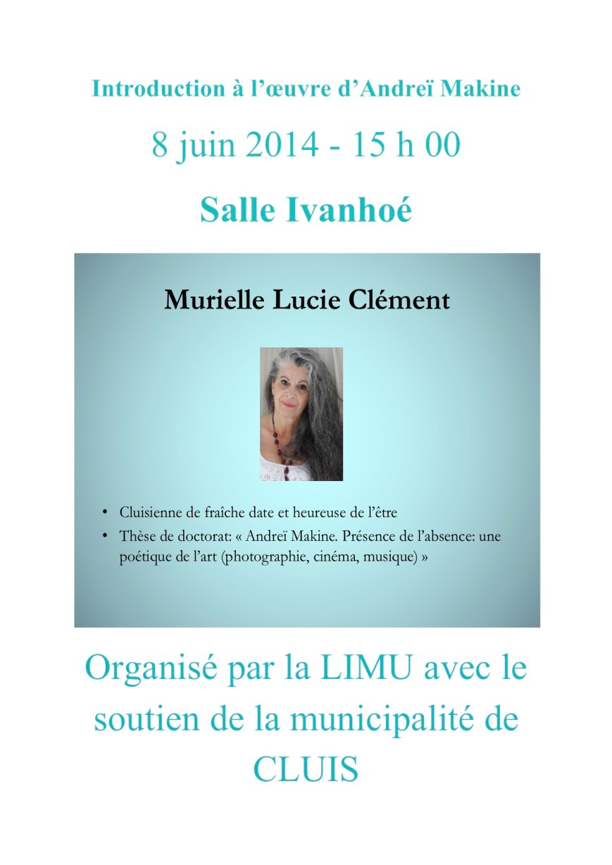 Causerie 8 juin 2014, Murielle Lucie Clément