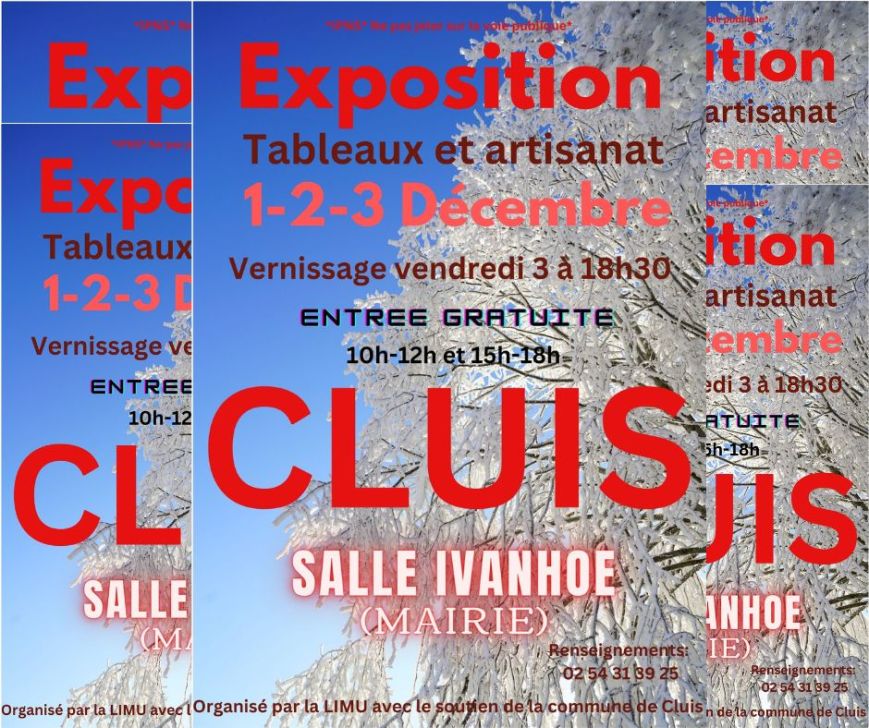 Exposition de tableaux et d’artisanat 1-2-3 décembre 2023